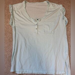 Aerie Blue Short Sleeve Buttoned Tee